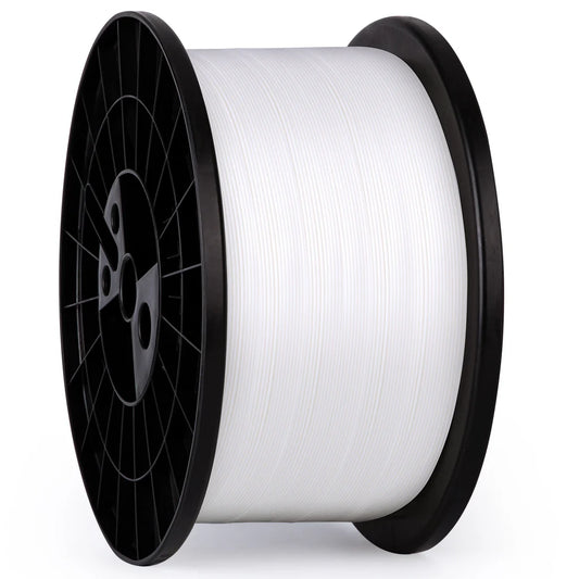 Modix 5 kg white PLA filament spool, front view
